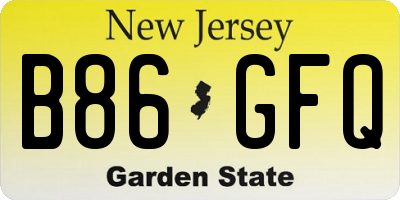 NJ license plate B86GFQ