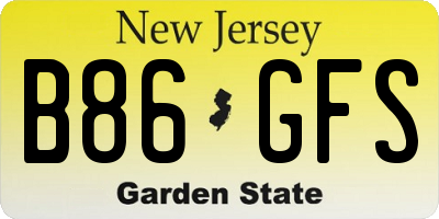 NJ license plate B86GFS