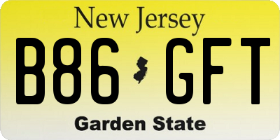 NJ license plate B86GFT