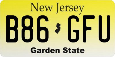 NJ license plate B86GFU