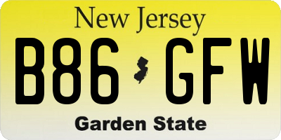NJ license plate B86GFW
