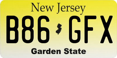 NJ license plate B86GFX