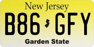 NJ license plate B86GFY