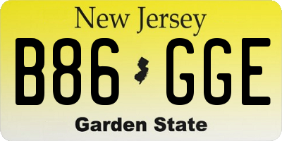 NJ license plate B86GGE