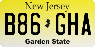 NJ license plate B86GHA