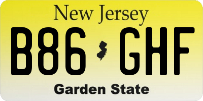 NJ license plate B86GHF