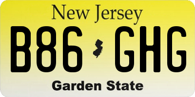 NJ license plate B86GHG