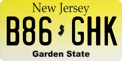 NJ license plate B86GHK