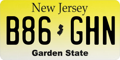 NJ license plate B86GHN