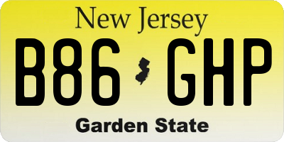 NJ license plate B86GHP