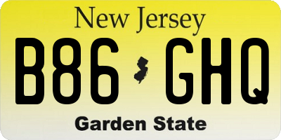 NJ license plate B86GHQ