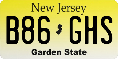 NJ license plate B86GHS
