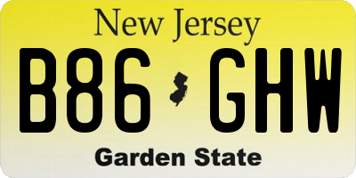 NJ license plate B86GHW