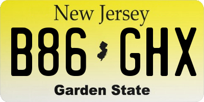 NJ license plate B86GHX