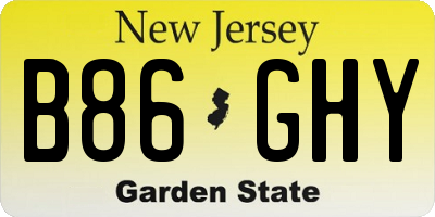 NJ license plate B86GHY