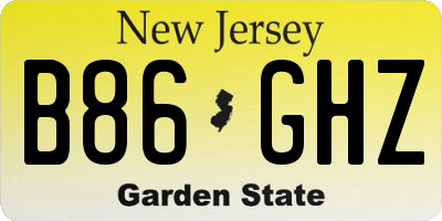 NJ license plate B86GHZ