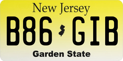 NJ license plate B86GIB