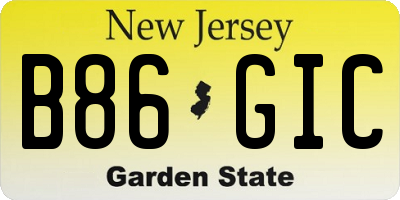 NJ license plate B86GIC