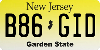 NJ license plate B86GID