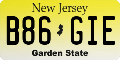 NJ license plate B86GIE