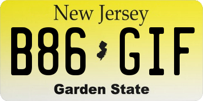 NJ license plate B86GIF