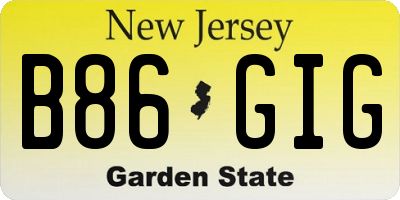 NJ license plate B86GIG