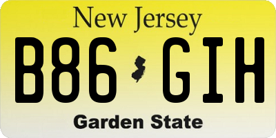 NJ license plate B86GIH