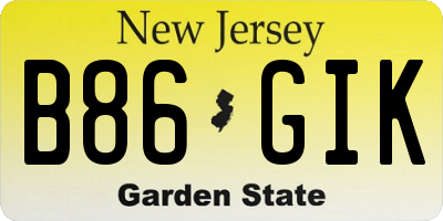 NJ license plate B86GIK