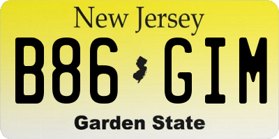 NJ license plate B86GIM