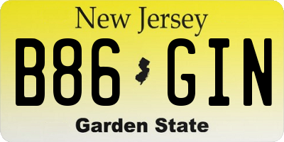 NJ license plate B86GIN