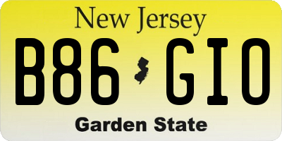 NJ license plate B86GIO