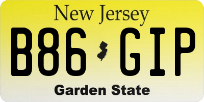 NJ license plate B86GIP