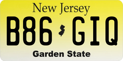 NJ license plate B86GIQ