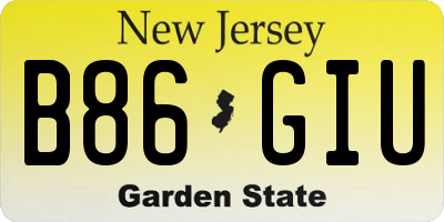NJ license plate B86GIU