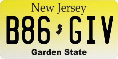 NJ license plate B86GIV