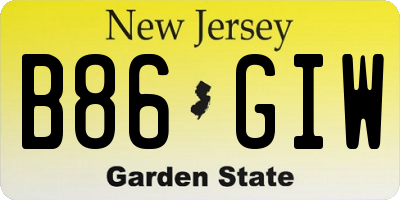 NJ license plate B86GIW