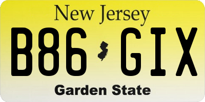 NJ license plate B86GIX