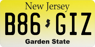 NJ license plate B86GIZ