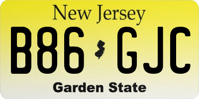 NJ license plate B86GJC