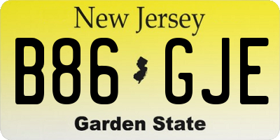 NJ license plate B86GJE