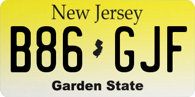 NJ license plate B86GJF