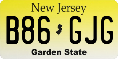 NJ license plate B86GJG