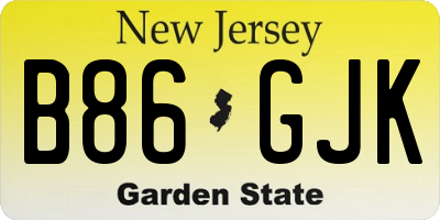 NJ license plate B86GJK