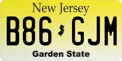 NJ license plate B86GJM