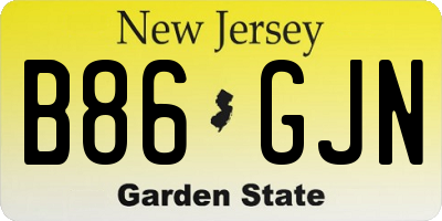 NJ license plate B86GJN