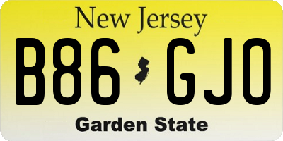 NJ license plate B86GJO