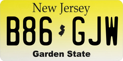NJ license plate B86GJW