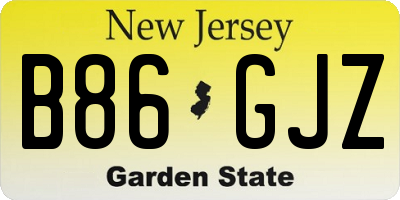 NJ license plate B86GJZ