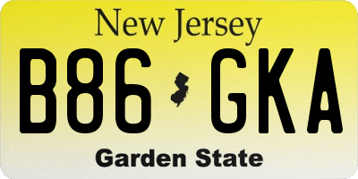 NJ license plate B86GKA