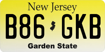NJ license plate B86GKB